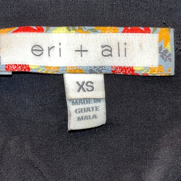 ANTHRO ANTHROPOLOGIE ERI + ALI Brielle Cupro V-Neck Black Boho Swing Dress - XS - Picture 10 of 12